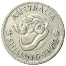Монета 1 шиллинг 1950 года Австралия (аверс)