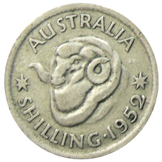 Монета 1 шиллинг 1952 года Австралия (аверс)