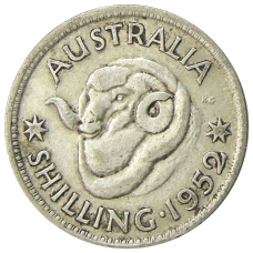 Монета 1 шиллинг 1952 года Австралия (аверс)