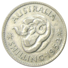 Монета 1 шиллинг 1952 года Австралия (аверс)