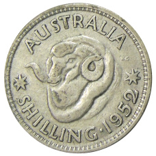 Монета 1 шиллинг 1952 года Австралия (аверс)