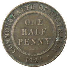 Монета 1/2 пенни 1921 года Австралия (аверс)
