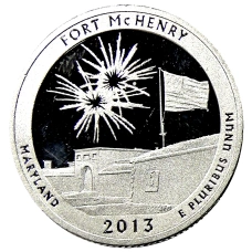 Монета 1/4 доллара (25 центов) 2013 года S США Национальные парки №19  — Форт Мак-Генри (аверс)