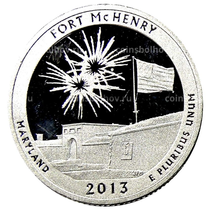 Монета 1/4 доллара (25 центов) 2013 года S США Национальные парки №19  — Форт Мак-Генри