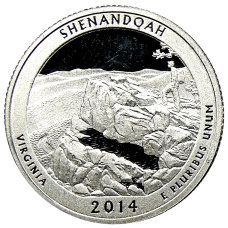 Монета 1/4 доллара (25 центов) 2014 года S США Национальные парки № 22 — Национальный парк Шенандоа (аверс)