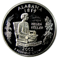 Монета 1/4 доллара (25 центов) 2003 года S США Штаты и территории — Алабама (аверс)