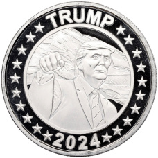 Монета 1 унция серебра 2024 года США «Дональд Трамп» (аверс)