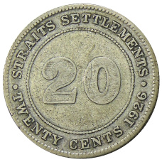Монета 20 центов 1926 года Стрейтс Сетлментс (аверс)