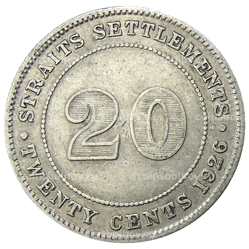 Монета 20 центов 1926 года Стрейтс-Сетлментс