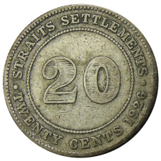 Монета 20 центов 1926 года Стрейтс Сетлментс (аверс)