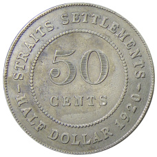 Монета 50 центов 1920 года Стрейтс Сетлментс (аверс)