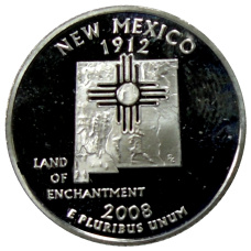 Монета 1/4 доллара (25 центов) 2008 года S США Штаты и территории — Нью-Мексико (аверс)