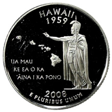 Монета 1/4 доллара (25 центов) 2008 года S США Штаты и территории — Гавайи (аверс)