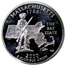 Монета 1/4 доллара (25 центов) 2000 года S США Штаты и территории — Массачусетс (аверс)