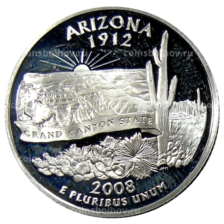 Монета 1/4 доллара (25 центов) 2008 года S США Штаты и территории — Аризона