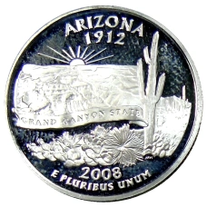Монета 1/4 доллара (25 центов) 2008 года S США Штаты и территории — Аризона (аверс)