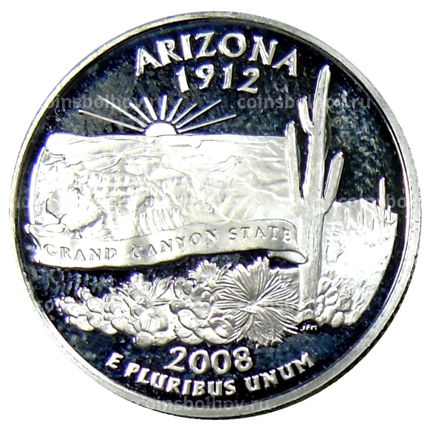 Монета 1/4 доллара (25 центов) 2008 года S США Штаты и территории — Аризона