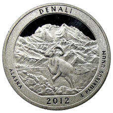 Монета 1/4 доллара (25 центов) 2012 года  S США Национальные парки № 15 —  Денали (аверс)