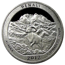 Монета 1/4 доллара (25 центов) 2012 года  S США Национальные парки № 15 —  Денали (аверс)