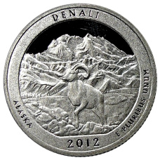 Монета 1/4 доллара (25 центов) 2012 года  S США Национальные парки № 15 —  Денали (аверс)