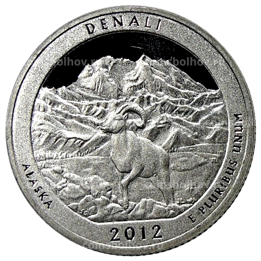 Монета 1/4 доллара (25 центов) 2012 года  S США Национальные парки № 15 —  Денали