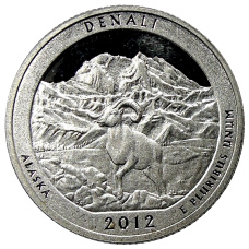 Монета 1/4 доллара (25 центов) 2012 года  S США Национальные парки № 15 —  Денали (аверс)