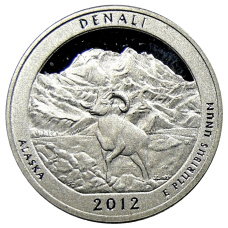 Монета 1/4 доллара (25 центов) 2012 года  S США Национальные парки № 15 —  Денали (аверс)