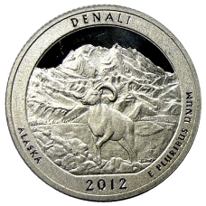 Монета 1/4 доллара (25 центов) 2012 года  S США Национальные парки № 15 —  Денали (аверс)