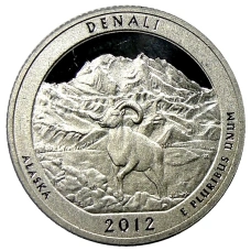 Монета 1/4 доллара (25 центов) 2012 года  S США Национальные парки № 15 —  Денали (аверс)