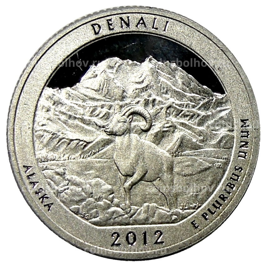 Монета 1/4 доллара (25 центов) 2012 года  S США Национальные парки № 15 —  Денали
