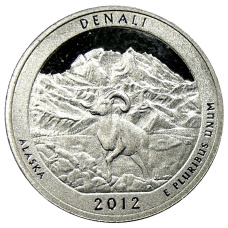 Монета 1/4 доллара (25 центов) 2012 года  S США Национальные парки № 15 —  Денали (аверс)