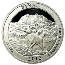 Монета 1/4 доллара (25 центов) 2012 года  S США Национальные парки № 15 —  Денали (аверс)
