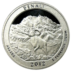 Монета 1/4 доллара (25 центов) 2012 года  S США Национальные парки № 15 —  Денали (аверс)
