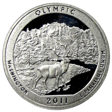 Монета 1/4 доллара (25 центов) 2011 года  S США Национальные парки №8  — Олимпик (аверс)