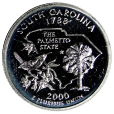 Монета 1/4 доллара (25 центов) 2000 года  S США Штаты и территории — Южная Каролина (аверс)