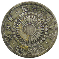 Монета 20 сен 1906 года Япония (аверс)