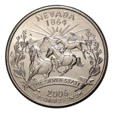 Монета 25 центов (1/4 доллара) 2006 года Р США Штаты и территории — Невада (аверс)