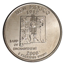 Монета 25 центов (1/4 доллара) 2008 года Р США Штаты и территории — Нью-Мехико (аверс)