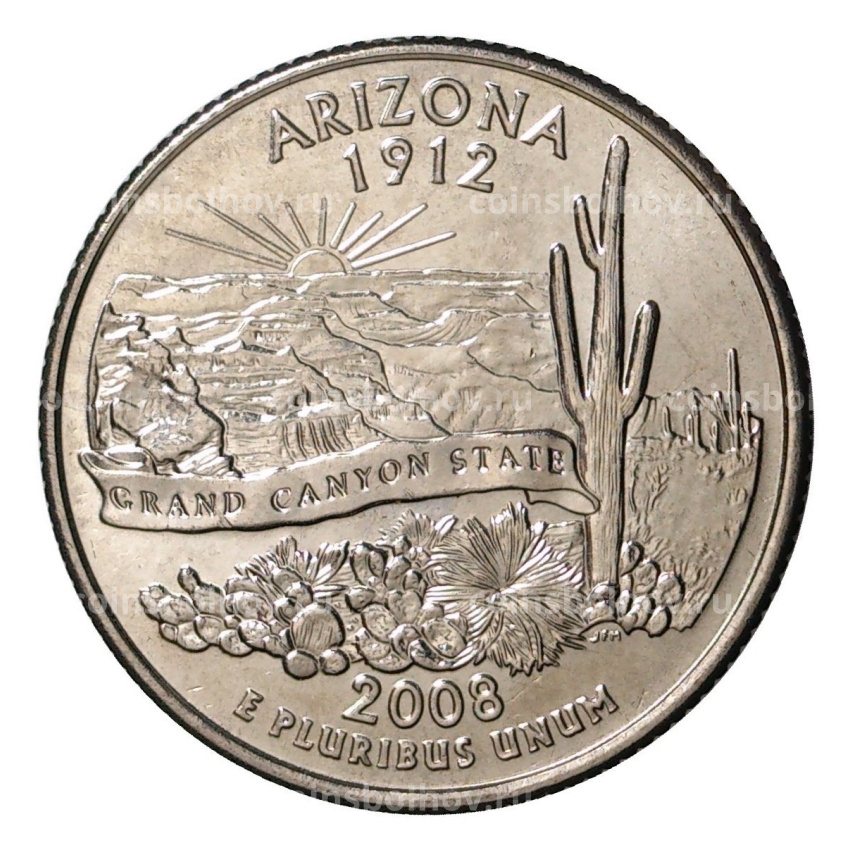 Монета 25 центов (1/4 доллара) 2008 года Р США Штаты и территории — Аризона