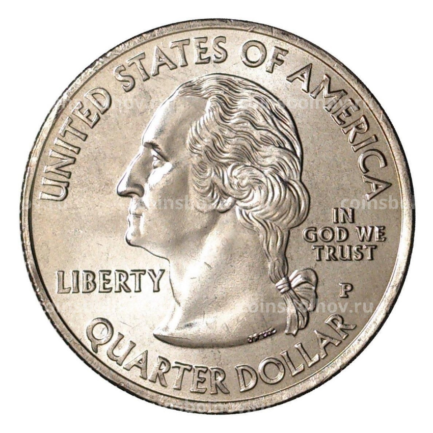 Монета 25 центов (1/4 доллара) 2008 года Р США Штаты и территории — Аляска (вид 2)