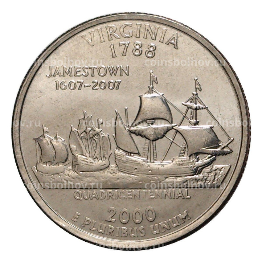 Монета 25 центов (1/4 доллара) 2000 года D США Штаты и территории — Вирджиния