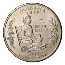 Монета 25 центов (1/4 доллара) 2003 года D США Штаты и территории — Алабама (аверс)