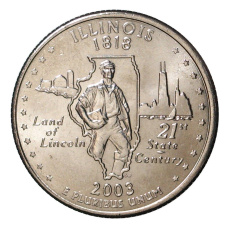 Монета 25 центов (1/4 доллара) 2003 года D США Штаты и территории — Иллинойс (аверс)
