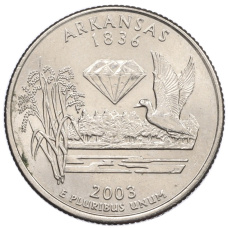 Монета 25 центов (1/4 доллара) 2003 года D США Штаты и территории — Арканзас (аверс)