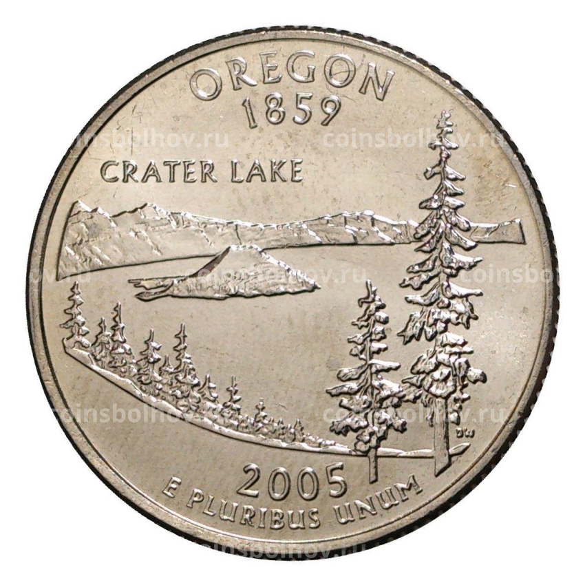 Монета 25 центов (1/4 доллара) 2005 года D США Штаты и территории — Орегон