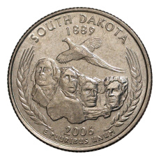 Монета 25 центов (1/4 доллара) 2006 года D США Штаты и территории — Южная Дакота (аверс)