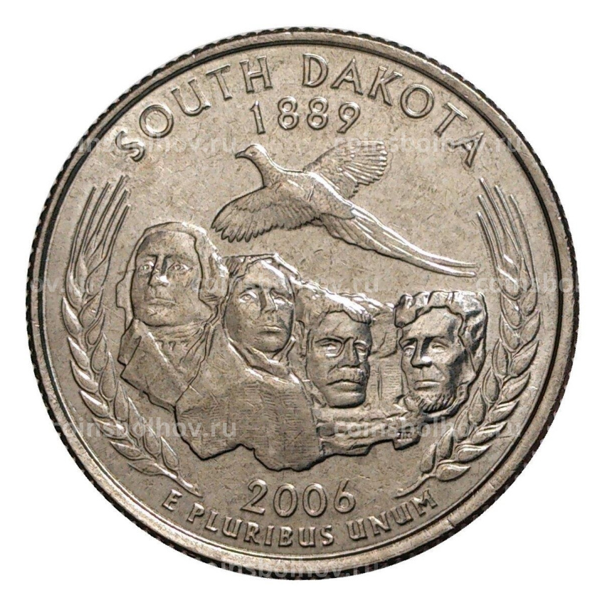 Монета 25 центов (1/4 доллара) 2006 года D США Штаты и территории — Южная Дакота