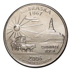 Монета 25 центов (1/4 доллара) 2006 года D США Штаты и территории — Небраска (аверс)