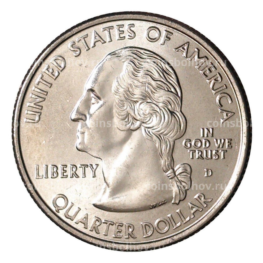 Монета 25 центов (1/4 доллара) 2007 года D США Штаты и территории — Айдахо (вид 2)