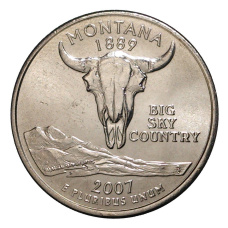 Монета 25 центов (1/4 доллара) 2007 года D США Штаты и территории — Монтана (аверс)